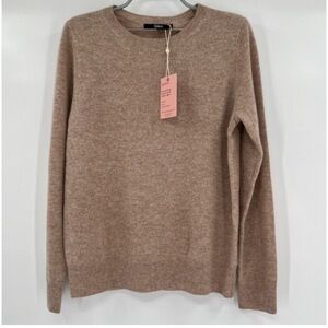 Quince Women’s Oatmeal-Tan Mongolian Cashmere Crew Neck Sweater sz L NWT